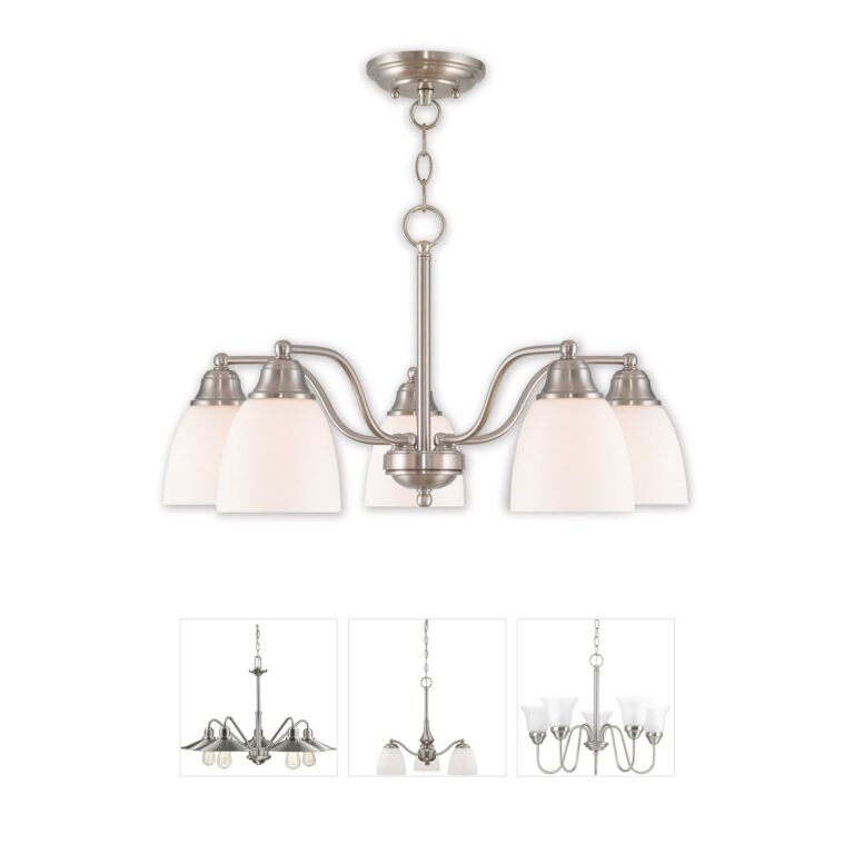 Livex Lighting Somerville Brushed Nickel Chandelier with Opal Glass