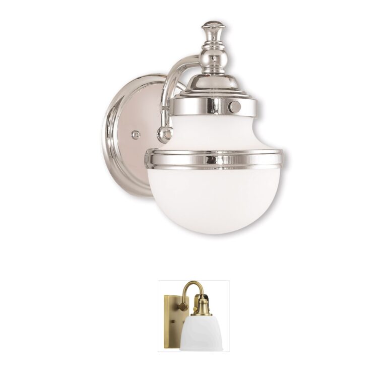 Livex Lighting Oldwick 1-Light Polished Chrome Vanity with Satin Opal Glass