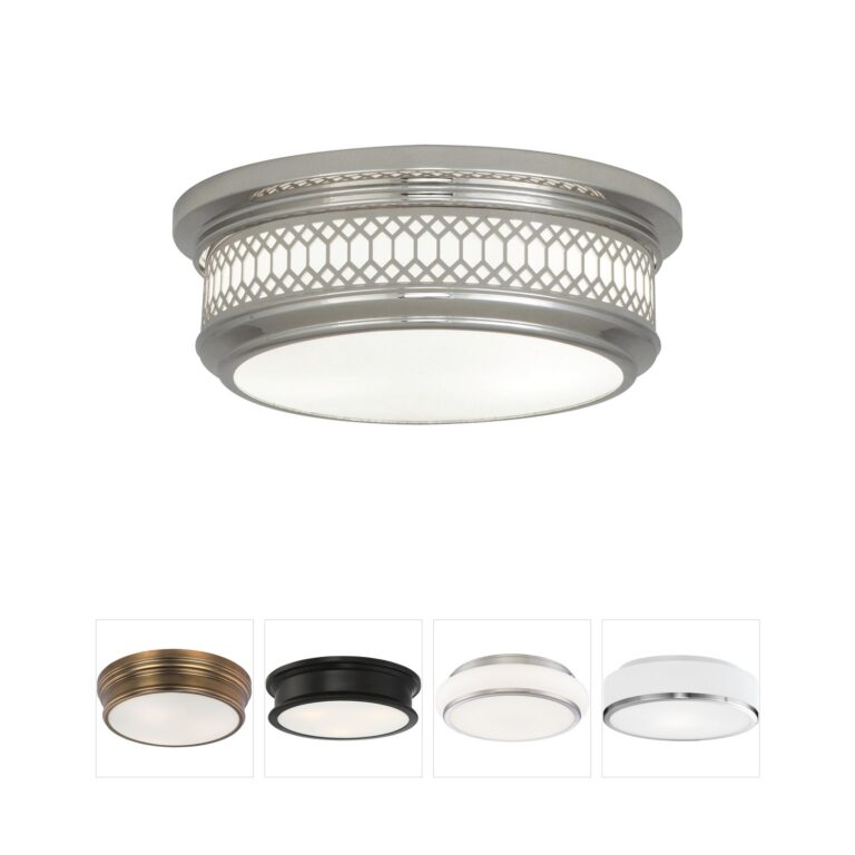 Robert Abbey Williamsburg Tucker Polished Nickel Flush Mount with Frosted Glass