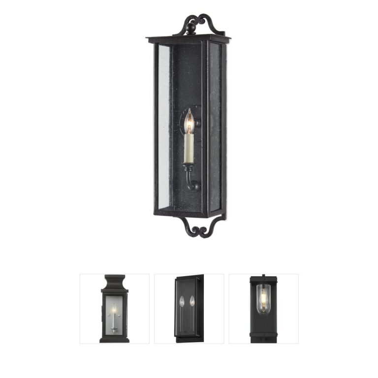 Currey & Company Giatti Wrought Iron & Seeded Glass Midnight Outdoor Wall Sconce