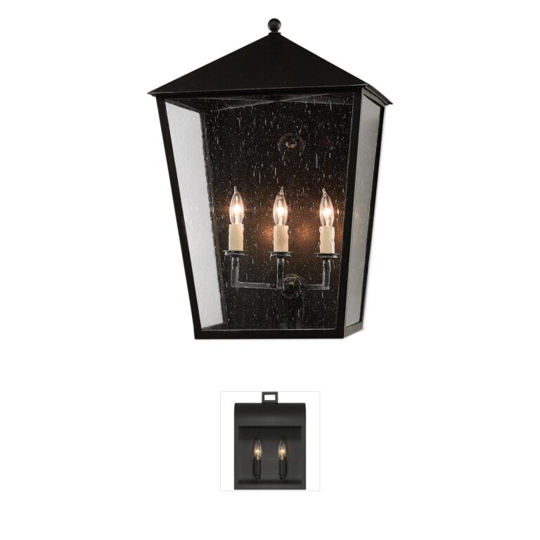 Currey & Company Bening Midnight Wrought Iron Outdoor Sconce