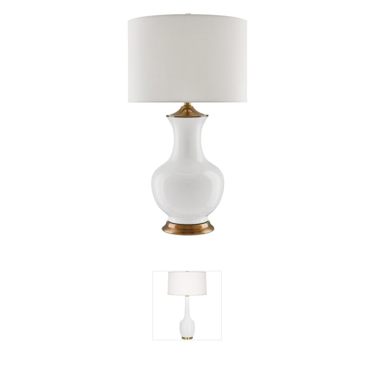 Currey & Company Lilou White Ceramic Table Lamp with 3-Way Switch