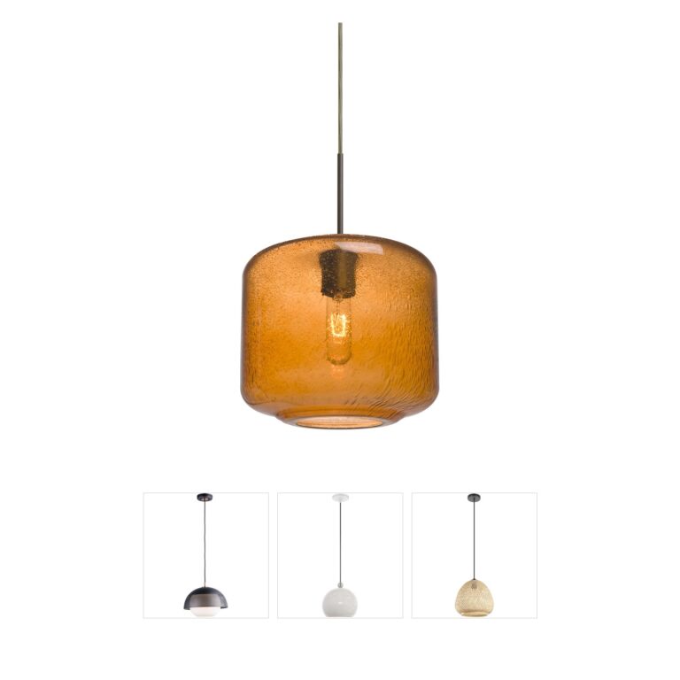 Besa Lighting Niles 10 Bronze Pendant with Amber Bubble Glass