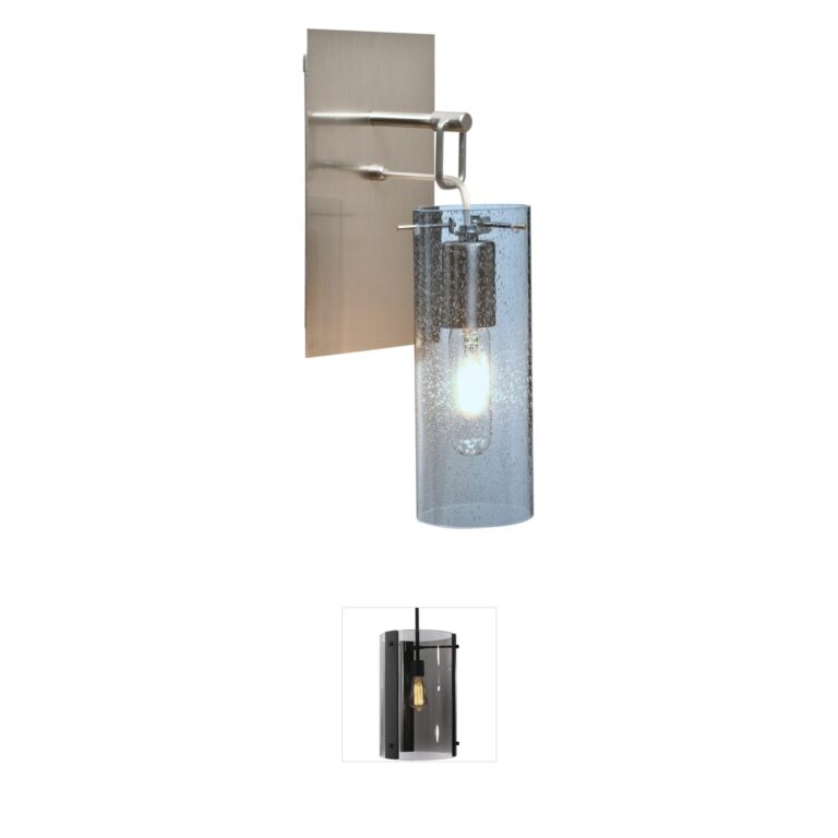 Besa Lighting Juni 10 Satin Nickel & Blue Bubble Glass Wall Pendant
