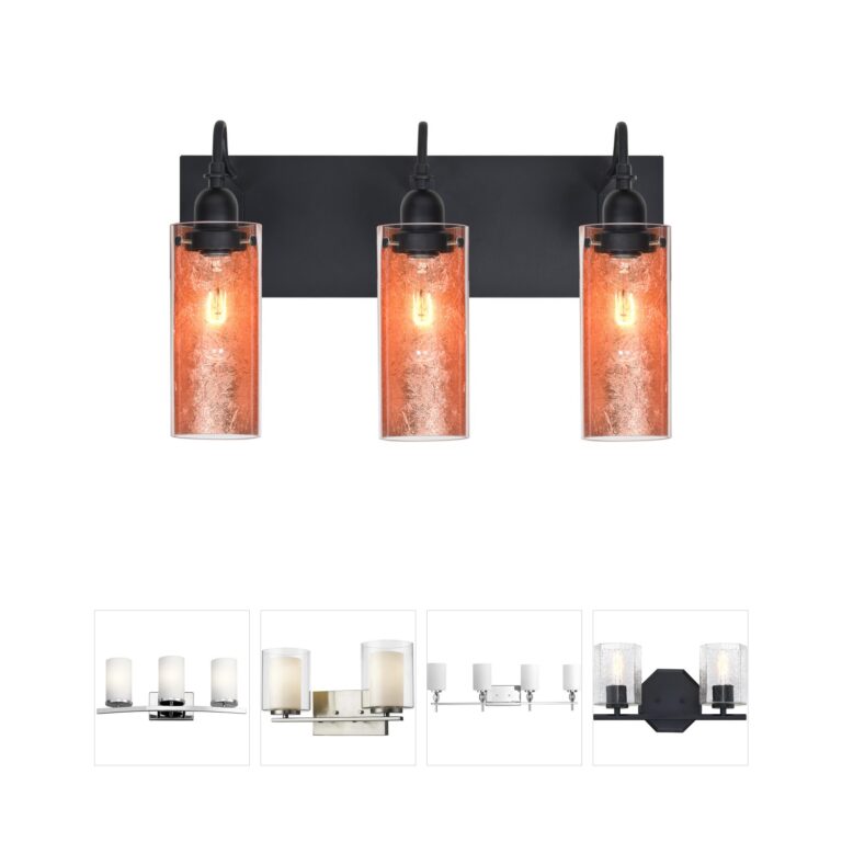 Besa Lighting Duke Black Vanity Light with Copper Foil Shades