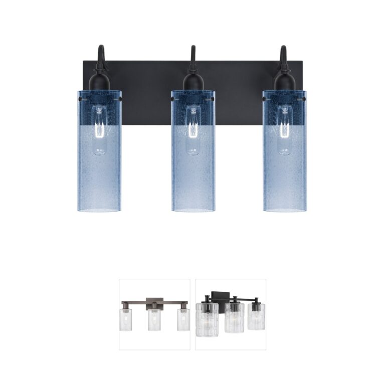Besa Lighting Juni 10 Black Aluminum Vanity Light with Blue Bubble Glass