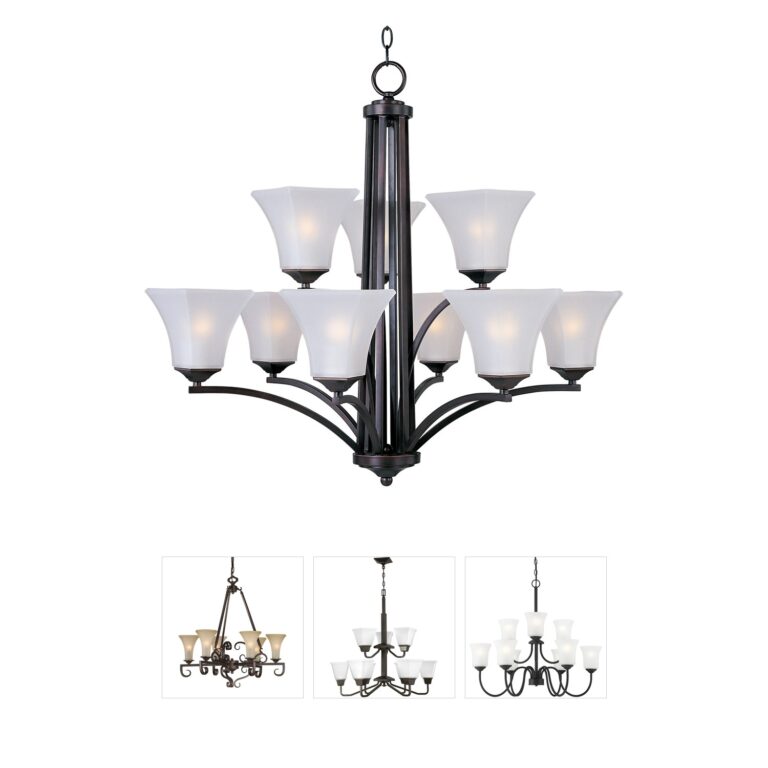 Maxim Lighting Aurora Oil Rubbed Bronze 9-Light Chandelier with Frosted Glass