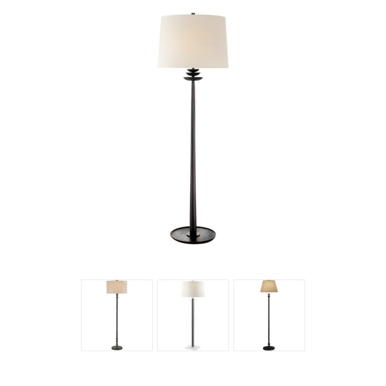 Visual Comfort Signature Collection AERIN Beaumont Aged Iron Floor Lamp with Linen Shade