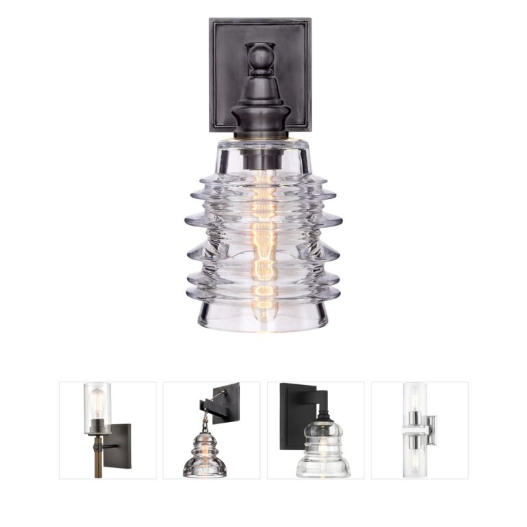 Visual Comfort Signature Collection Chapman & Myers Covington Bronze Clear Glass Bath Sconce