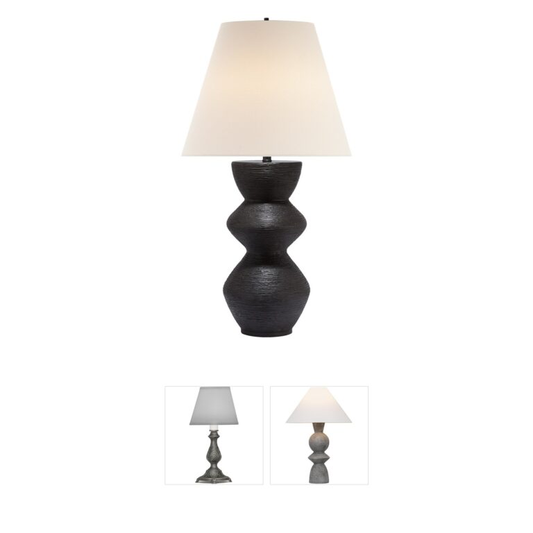 Visual Comfort Signature Collection Kelly Wearstler Utopia Aged Iron Linen Table Lamp