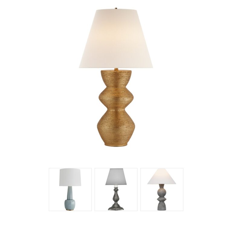 Visual Comfort Signature Collection Kelly Wearstler Utopia Gild Table Lamp with Linen Shade