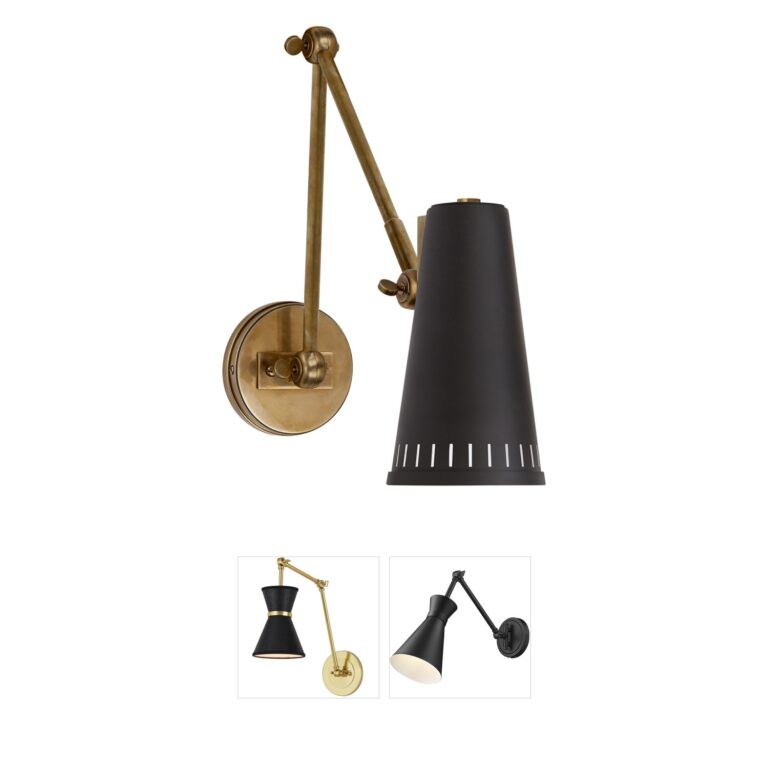 Visual Comfort Signature Collection Thomas O'Brien Antonio Brass Adjustable Two Arm Wall Sconce