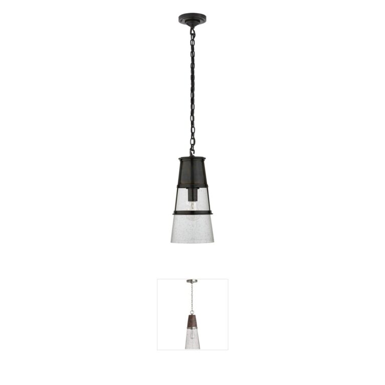 Visual Comfort Signature Collection Thomas O'Brien Robinson Bronze Seeded Glass Pendant