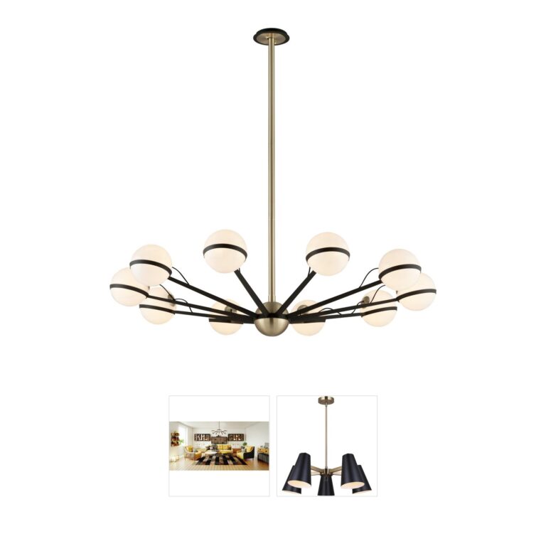 Troy Lighting Ace 10-Light Textured Bronze and Gloss Opal Glass Chandelier