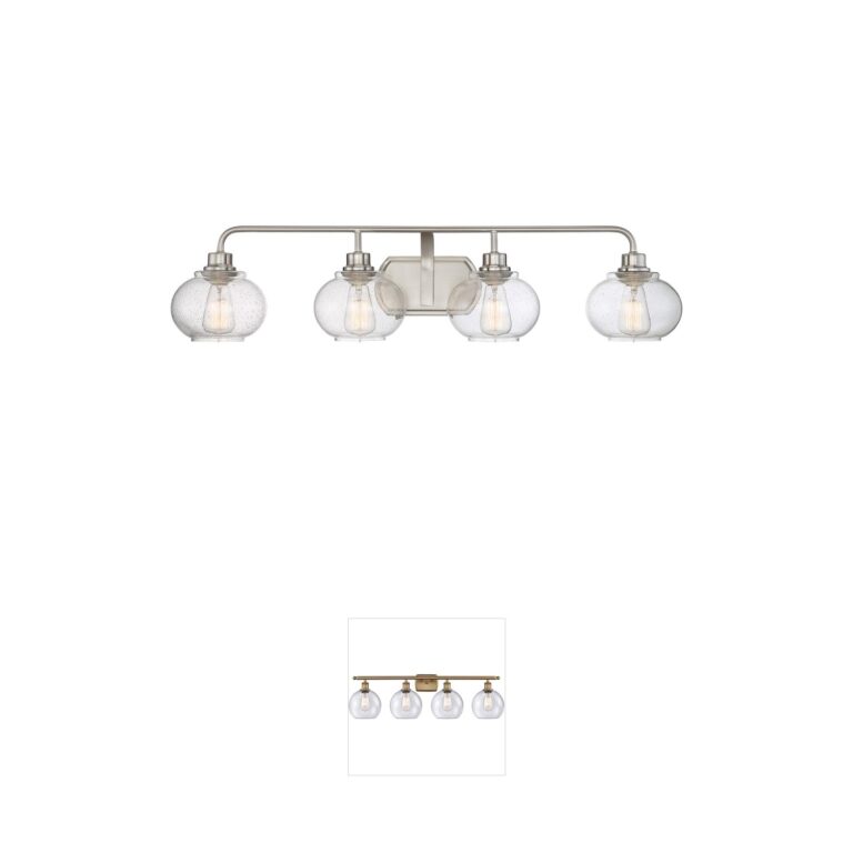 Quoizel Trilogy 4-Light Brushed Nickel Vanity Light with Clear Seedy Glass