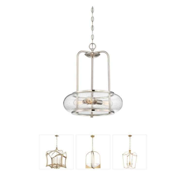 Quoizel Trilogy Brushed Nickel Pendant with Seeded Glass