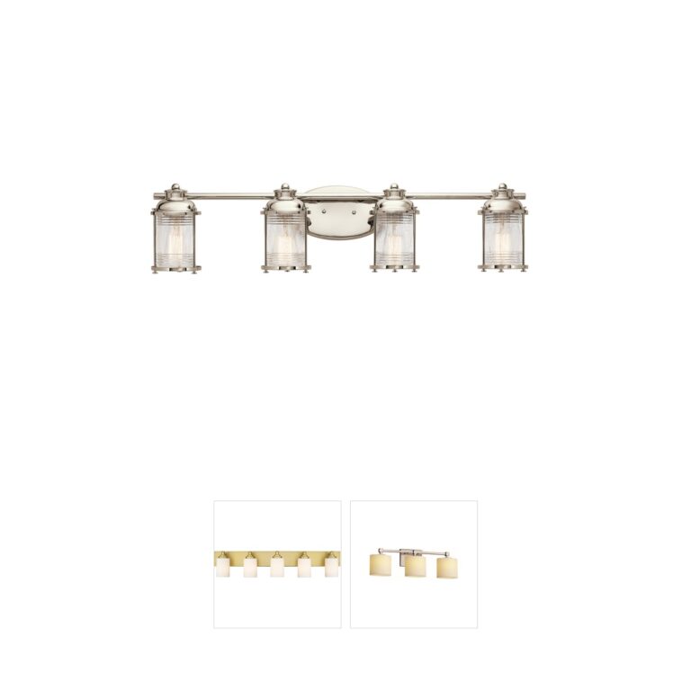 Kichler Ashland Bay 4-Light Polished Nickel Vanity with Clear Seeded Ribbed Glass
