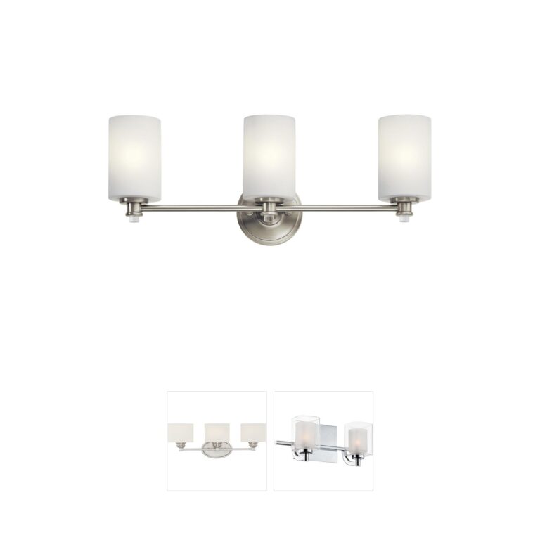 Kichler Joelson 24 Inch 3-Light Bathroom Vanity in Brushed Nickel with Satin Etched Cased Opal Glass