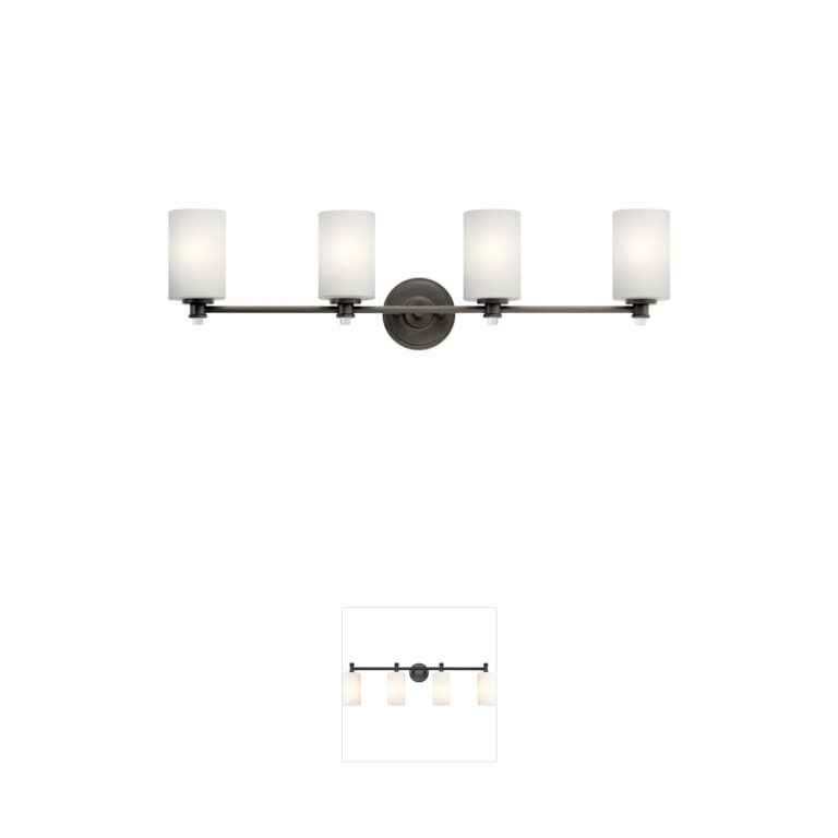 Kichler Joelson 34-Inch 4-Light Vanity Light in Olde Bronze with Satin Etched Cased Opal Glass