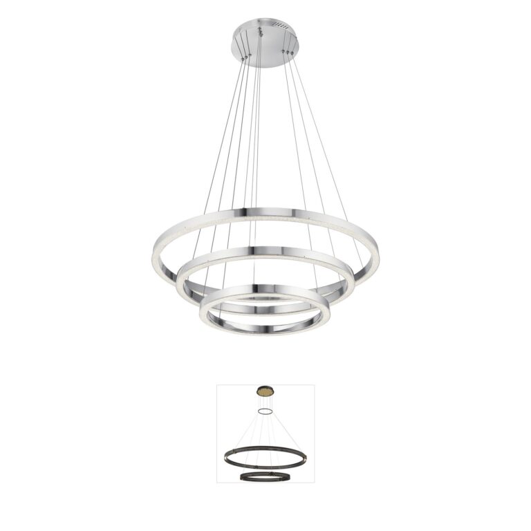 Elan Opus 31.5" LED Chandelier in Chrome with Cubic Zirconia Chips