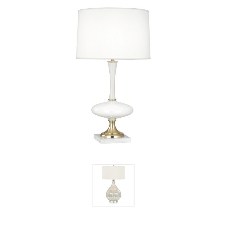 Robert Abbey Raquel White Glass and Modern Brass Table Lamp