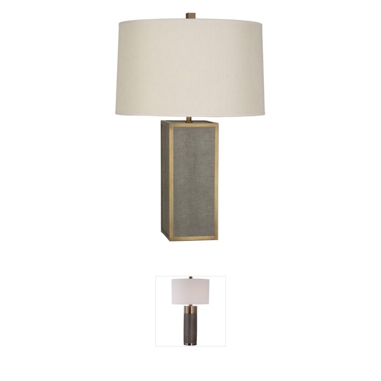 Robert Abbey Anna Faux Brown Snakeskin and Aged Brass Table Lamp