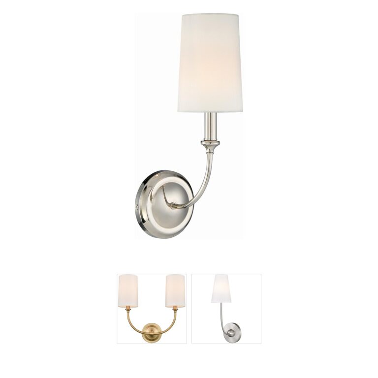 Crystorama Sylvan Libby Langdon Polished Nickel Wall Sconce with Fabric Shade