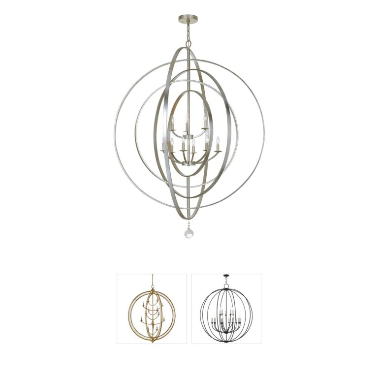 Crystorama Luna Articulated Sphere Chandelier in Antique Silver