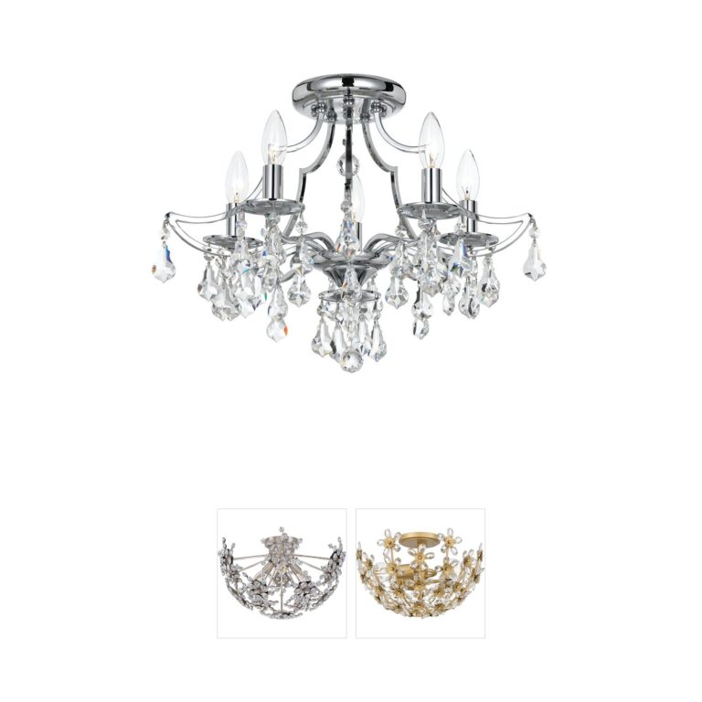 Crystorama Cedar Polished Chrome Hand-Cut Crystal Semi-Flush Mount