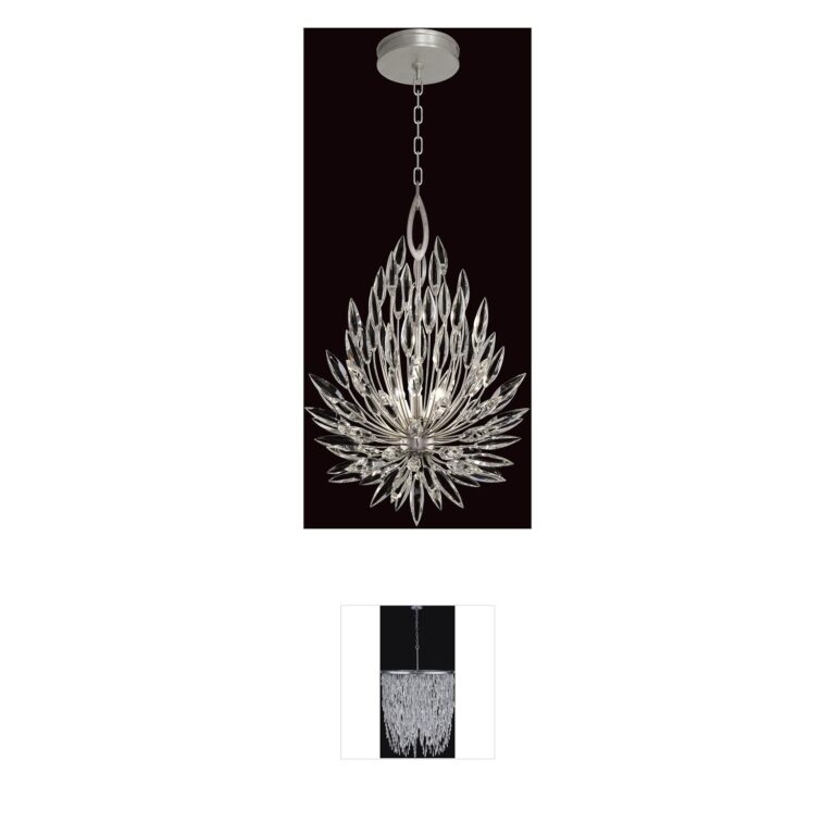 Fine Art Handcrafted Lighting Lily Buds Silver Crystal Pendant