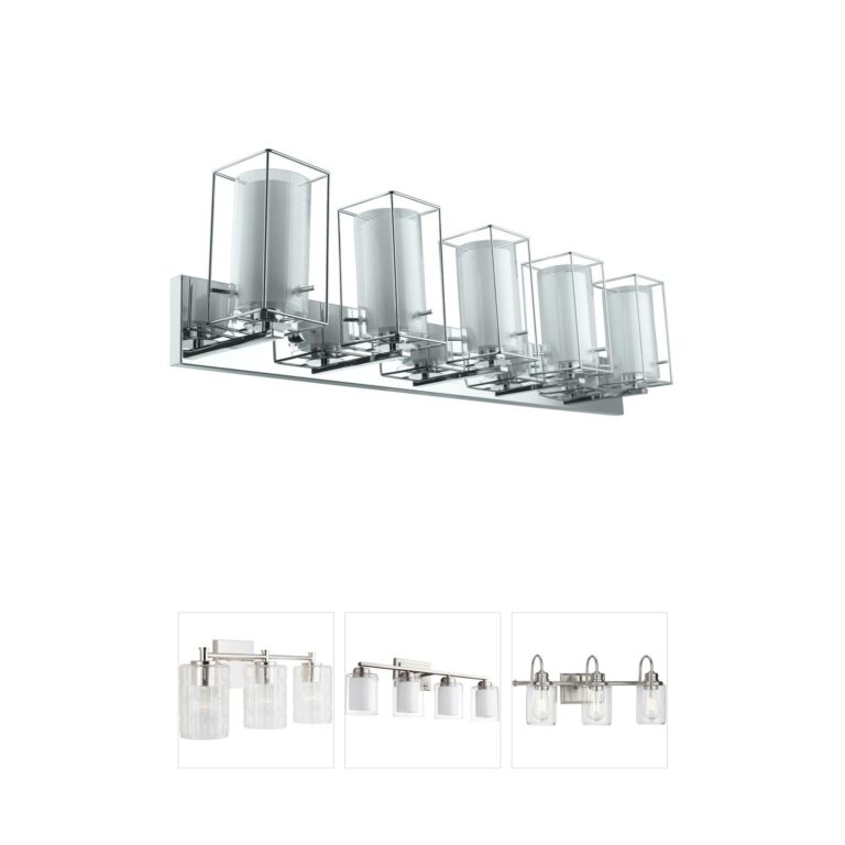 Eglo Iride 44-Inch 5-Light Chrome Vanity Light with Dual Glass Shades