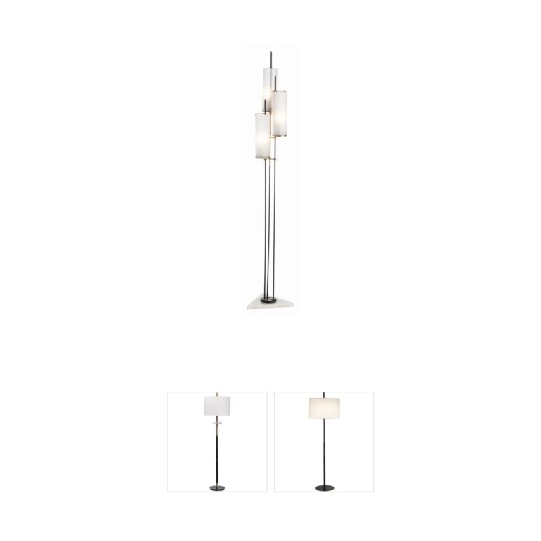 Arteriors Stefan Iron and Marble 3-Light Floor Torchiere