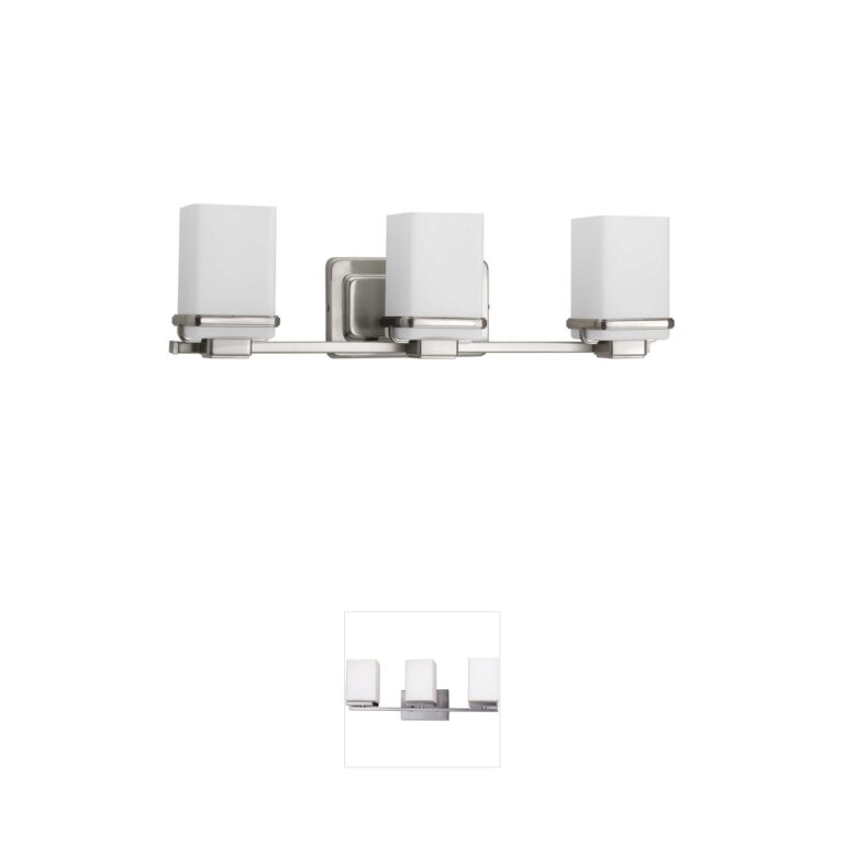 Progress Lighting Metric 3-Light Brushed Nickel Vanity with Etched Glass