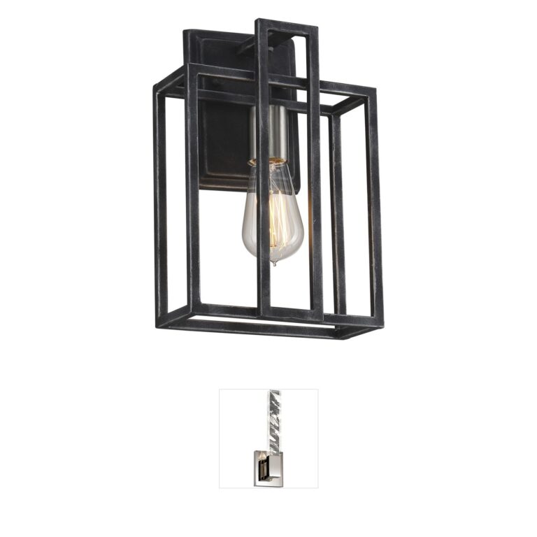Nuvo Lake Collection Iron Black & Brushed Nickel Wall Sconce