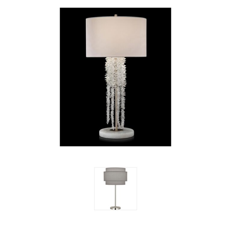John-Richard Cascading Antique Silver Crystal Waterfall Table Lamp