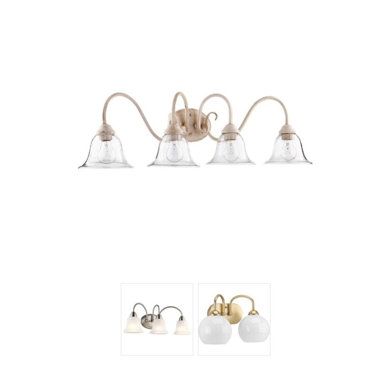 Quorum International Spencer 4-Light Persian White Vanity with Seeded Glass