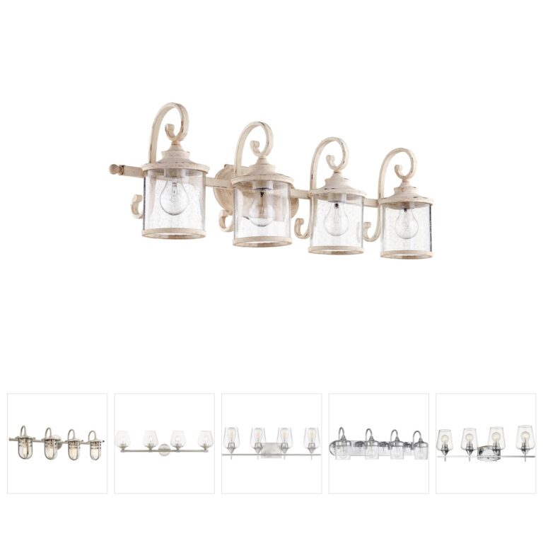Quorum San Miguel 4-Light Vanity in Persian White with Clear Seeded Glass