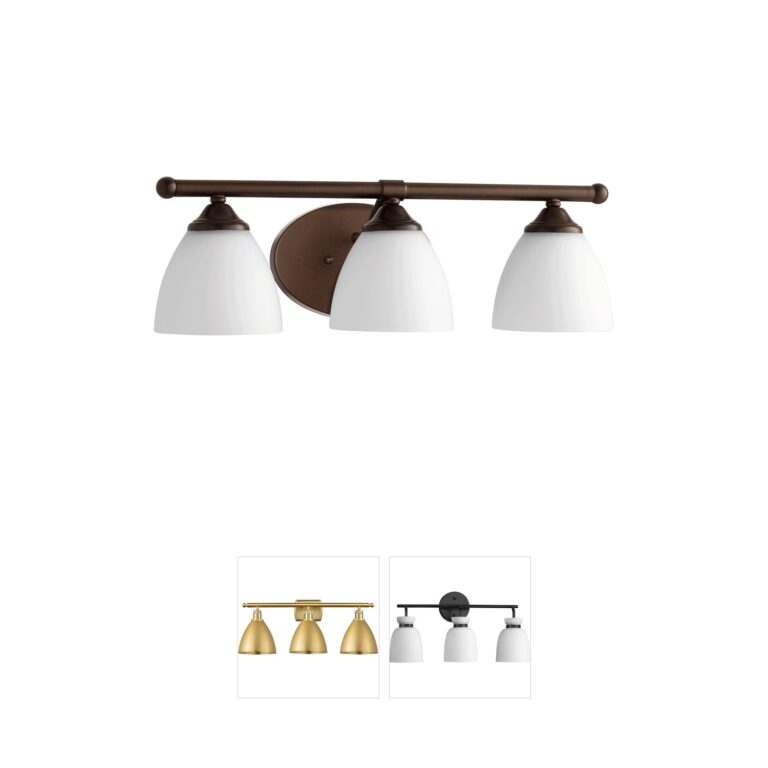 Quorum Brooks 3-Light Oiled Bronze Vanity with Satin Opal Glass