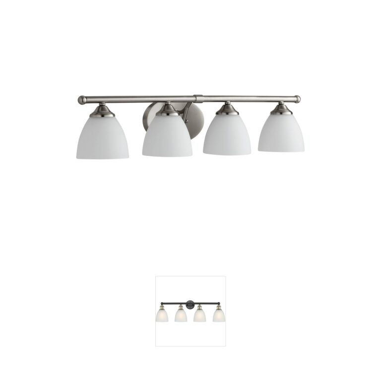 Quorum International Brooks 4-Light Satin Nickel Vanity Light with Satin Opal Glass