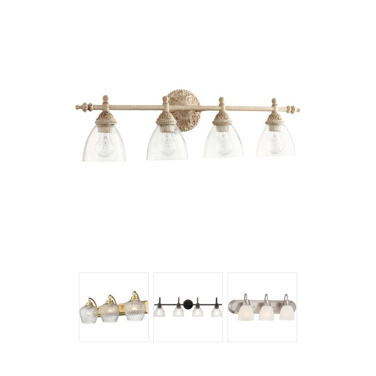Quorum Fort Worth 4-Light Vanity in Persian White with Clear Seeded Glass