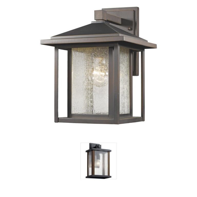 Z-Lite Aspen Collection Oil Rubbed Bronze Outdoor Wall Light with Clear Seedy Glass