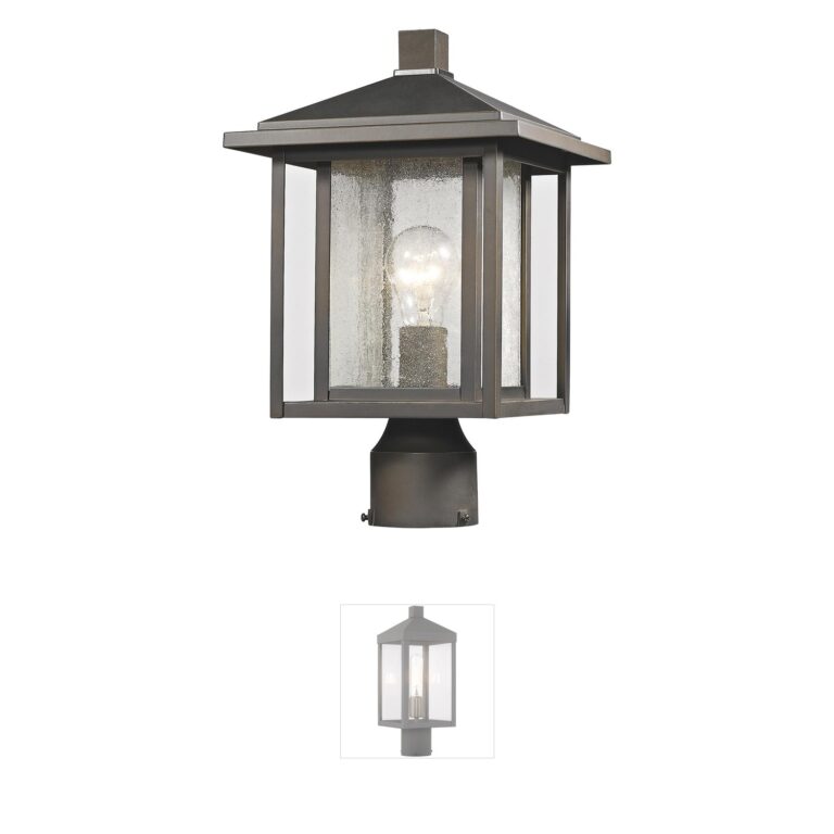 Z-Lite Aspen Oil Rubbed Bronze Outdoor Post Light with Clear Seedy Glass