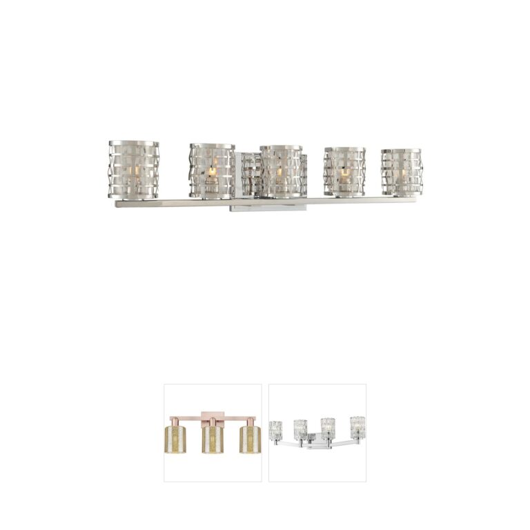 Kalco Bridgeport 5-Light Stainless Steel and Crackle Glass Vanity Light
