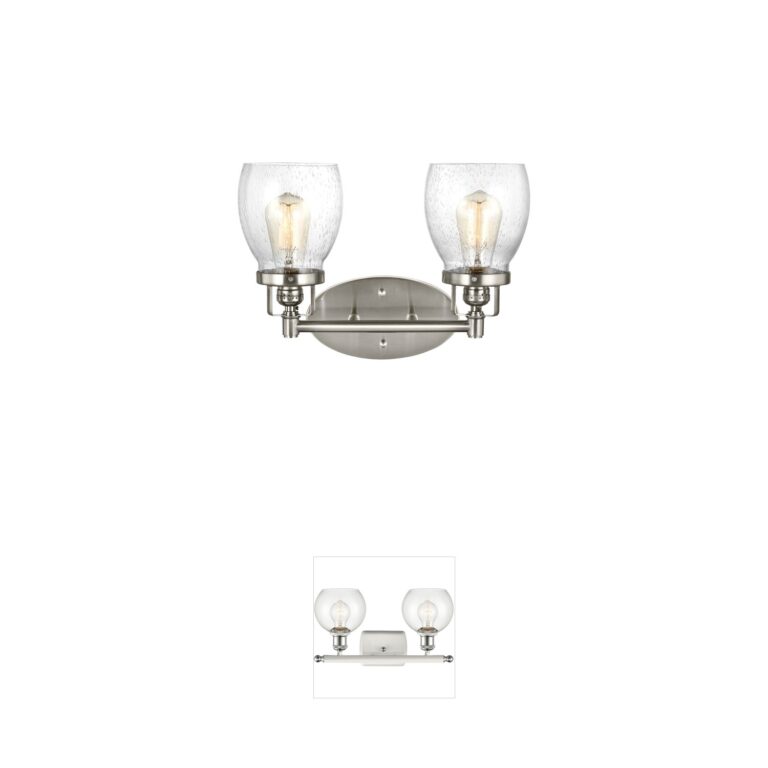 Generation Lighting Belton 2-Light Brushed Nickel Steel Vanity Sconce with Clear Seeded Glass