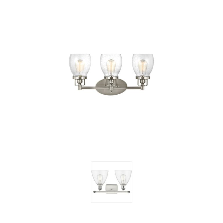 Generation Lighting Belton 3-Light Brushed Nickel Steel Vanity Sconce with Clear Seeded Glass