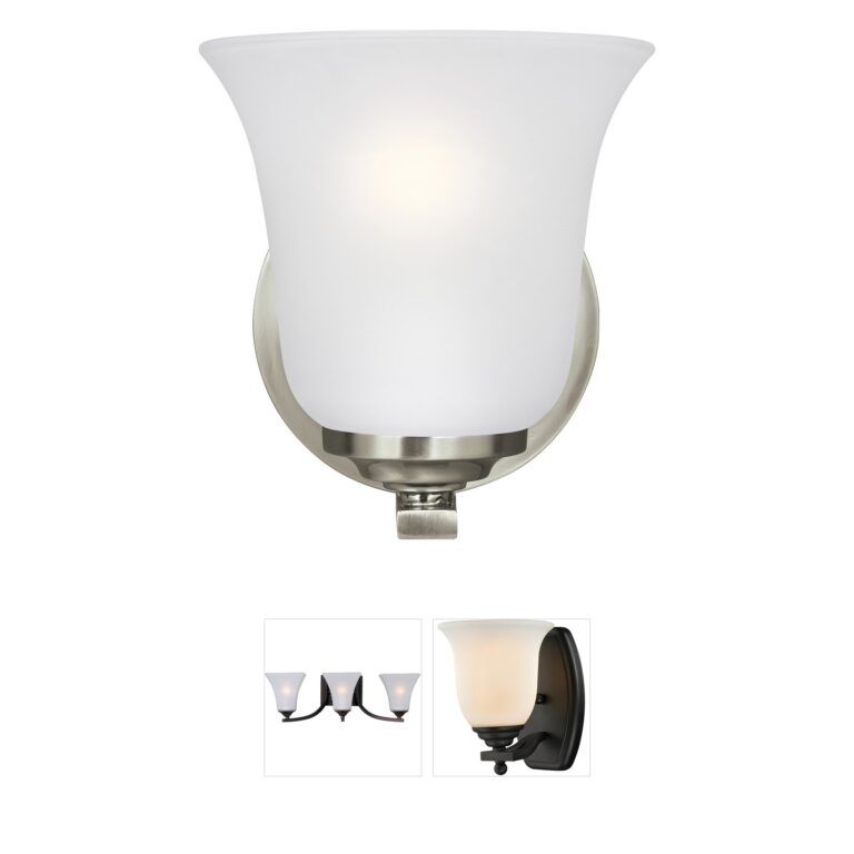 Generation Lighting Emmons Brushed Nickel 1-Light Sconce with Satin Etched Glass