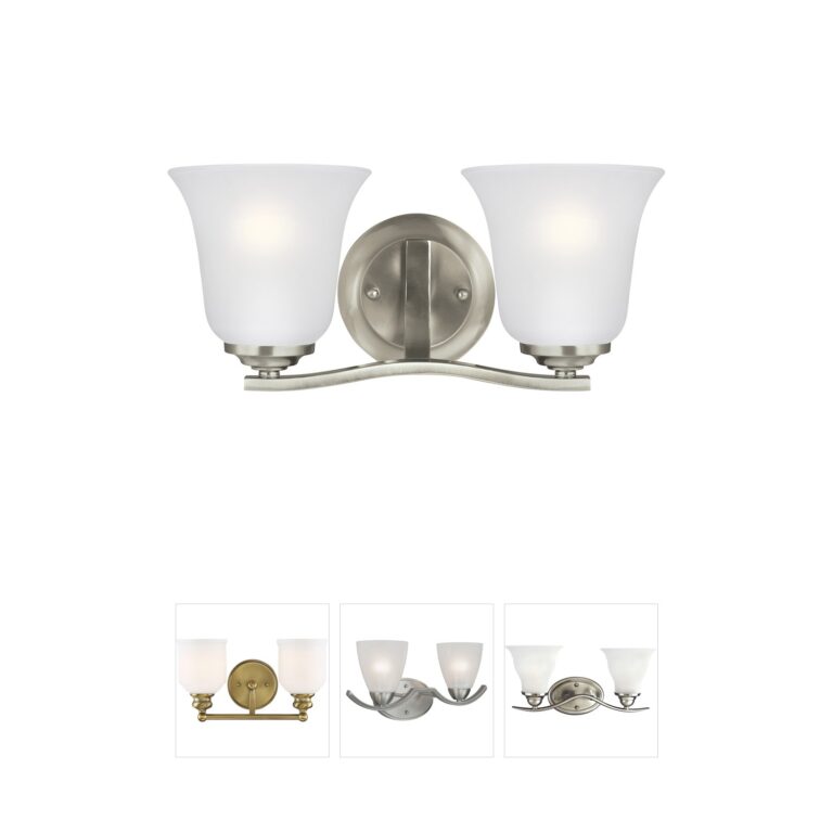Generation Lighting Emmons Brushed Nickel Steel 2-Light Bath Vanity Sconce with Satin Etched Glass