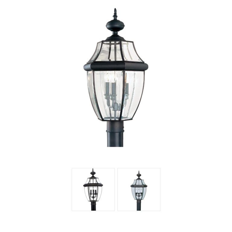 Generation Lighting Lancaster Brass Outdoor Post Lantern with Beveled Glass