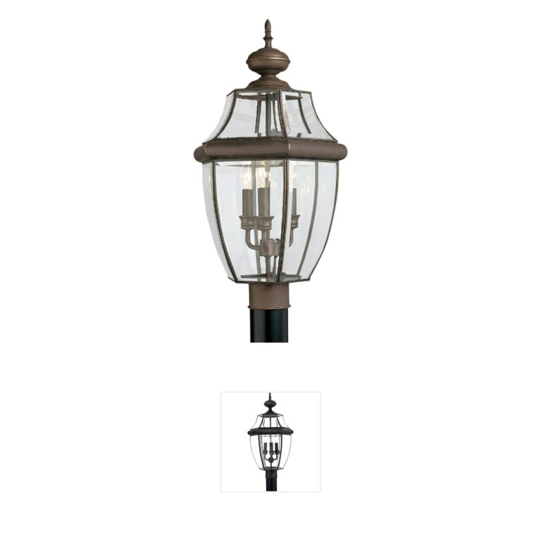 Generation Lighting Lancaster Brass LED Outdoor Post Lantern