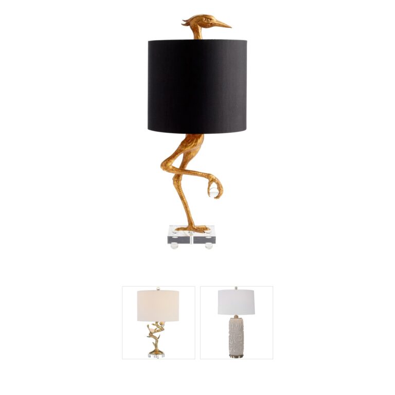 Cyan Design Ibis Ancient Gold Table Lamp with Linen Shade
